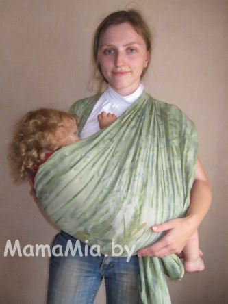 Фотоинструкция к слингу-шарфу. Как положить ребенка в "Колыбельку" в простой крест.  Как кормить грудью в слинге-шарфе.